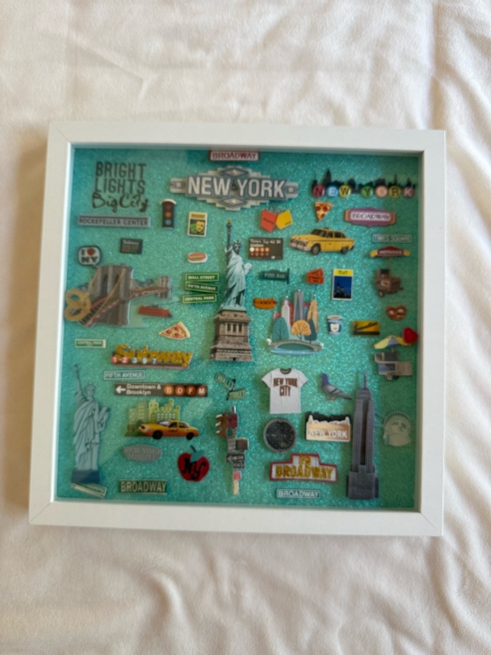 New York City Shadow Box Wall Art | NYC Travel Souvenir Frame | 33 x 33 cm